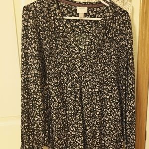 Knox Rose Long Sleeve Button Down Smocked Blouse